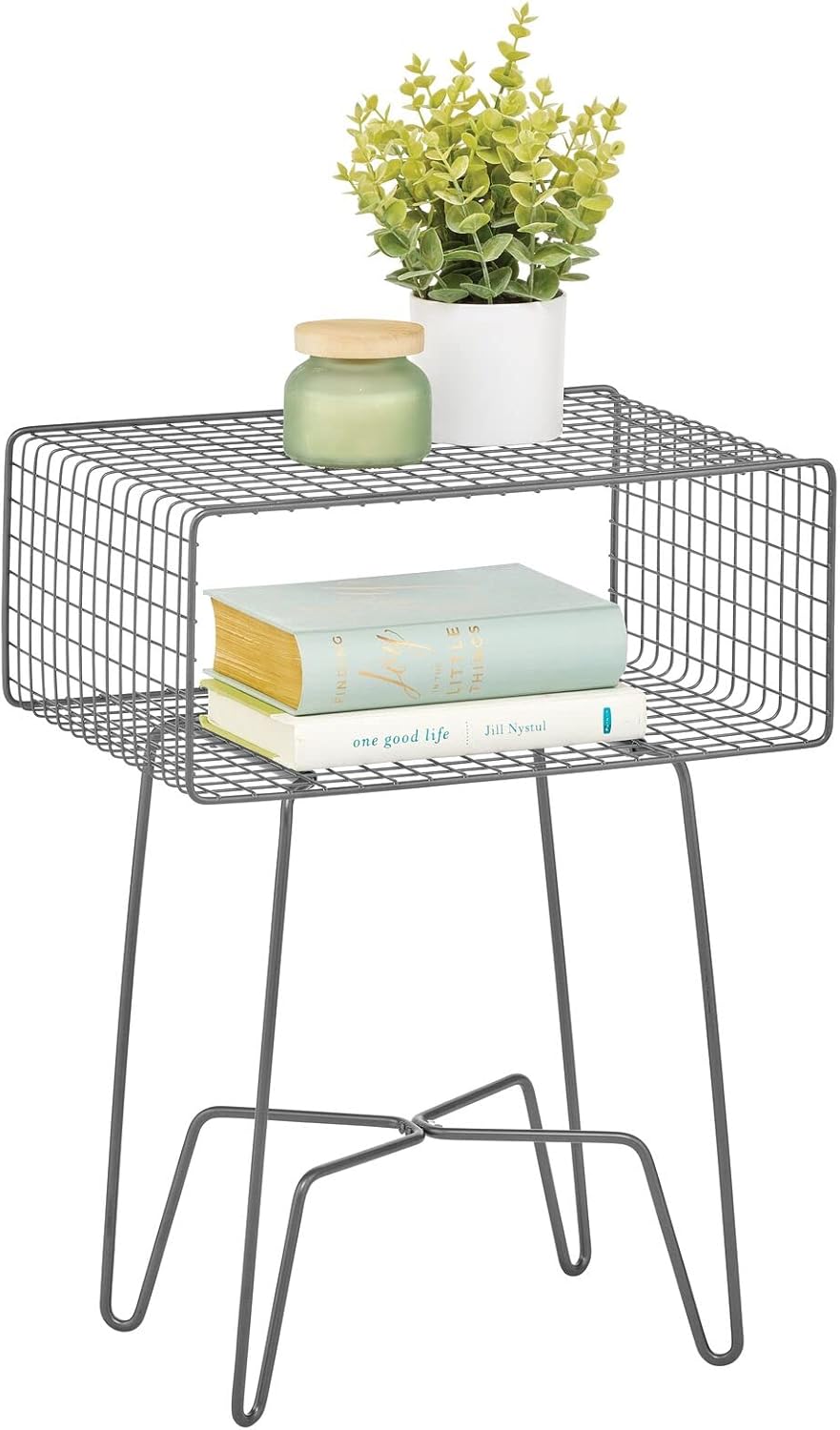 Industrial Side Table with Storage Shelf A8170