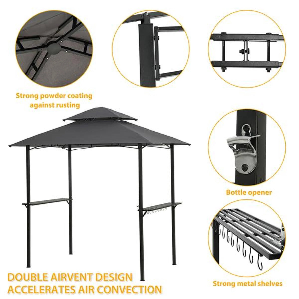 Grey Outdoor Grill Gazebo with Steel Frame Z142