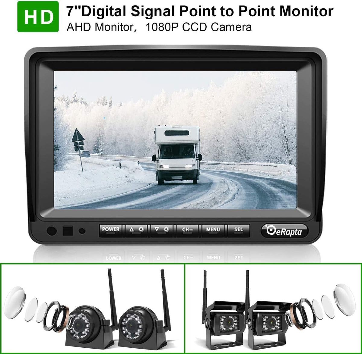 Wireless Backup Camera System with 7'' Monitor and 4 Channels, Black X3011
