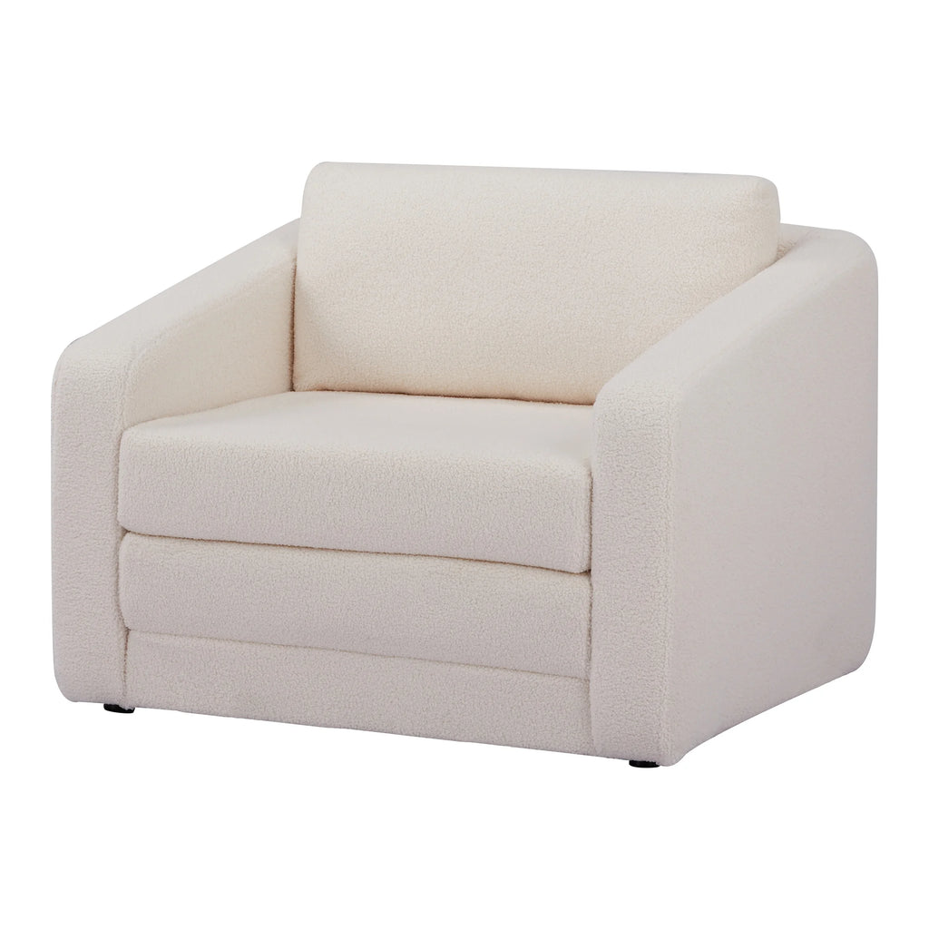 Ivory Polyester Sherpa Convertible Chair S49766