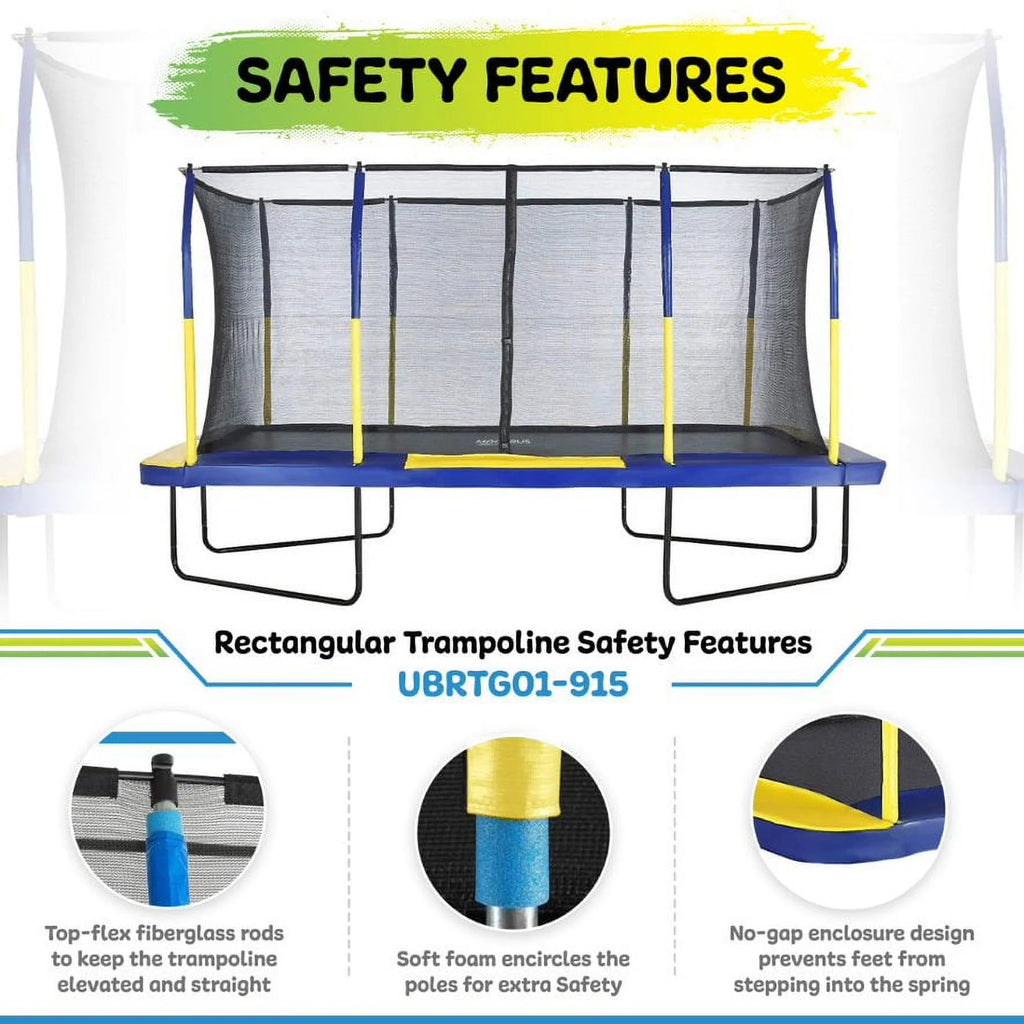 9' X 15' Rectangular Trampoline Set with Enclosure System P42289