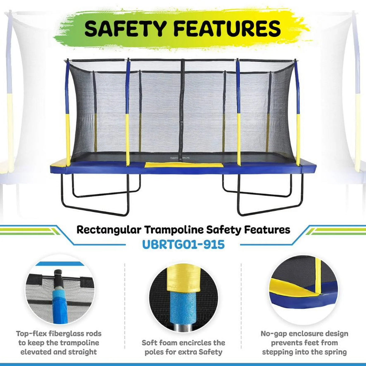 9' X 15' Rectangular Trampoline Set with Enclosure System P42289