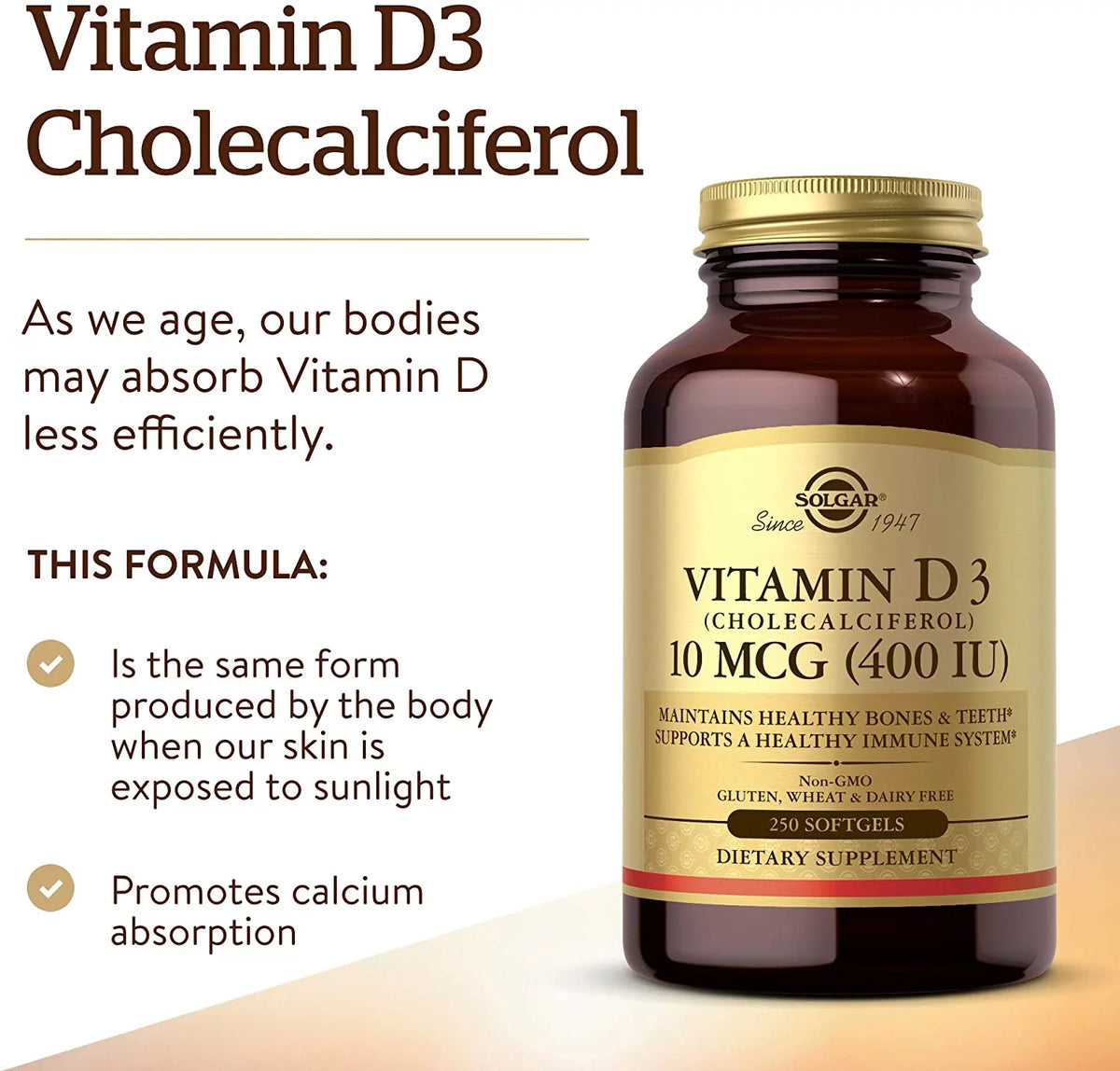 Vitamin D3 10 MCG (400 IU) Softgels Pack of 3 M5869