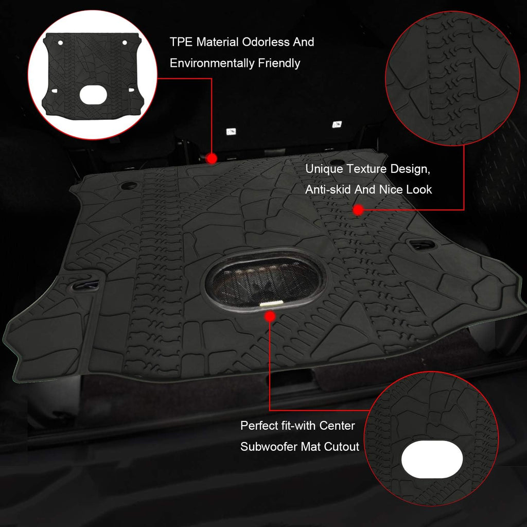 Black TPE Cargo Liner Rear Floor Mat for Jeep Wrangler Unlimited 4 door M4842