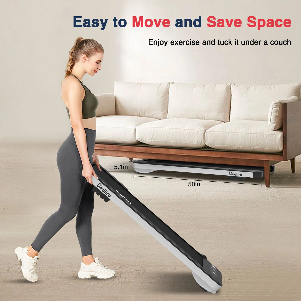 Under Desk Treadmill 2.25HP 300LBS Anti-Slip Compact S932908