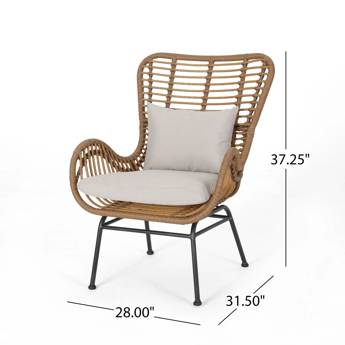 Indoor Wicker Club Chairs with Cushions Set of 2 H475694
