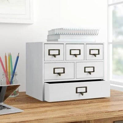 White 6 Drawer Wood Desk Organizer U660583