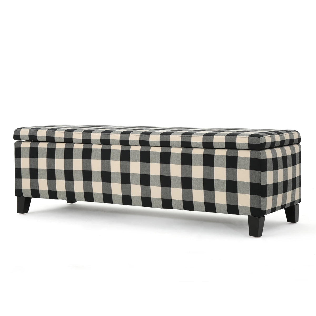 Black Checkerboard Fabric Storage Ottoman C198