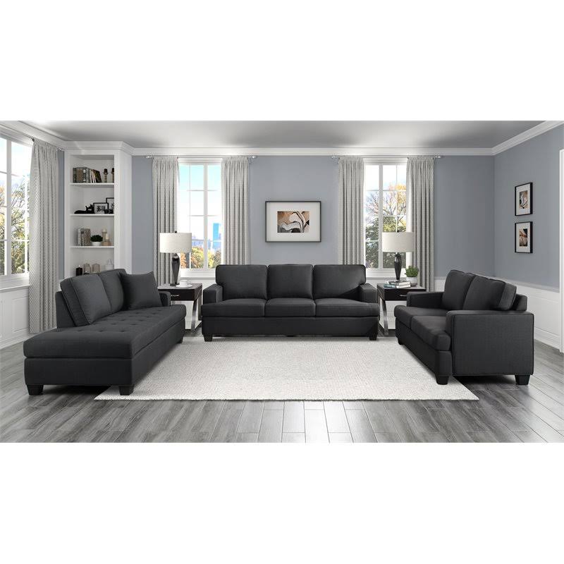 Black Textured Fabric Loveseat M76920