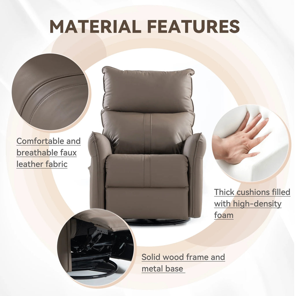 4-in-1 Swivel Glider Rocker Recliner Chair Brown B711