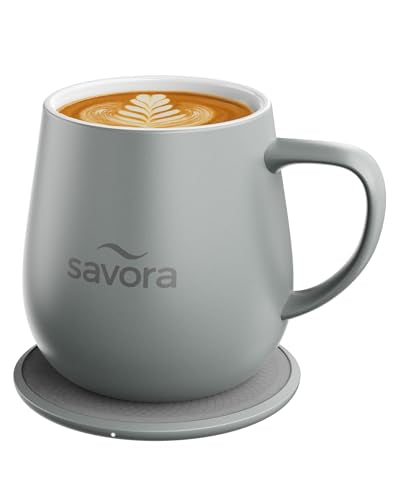 12oz Heated Ceramic Coffee Mug with Lid F981