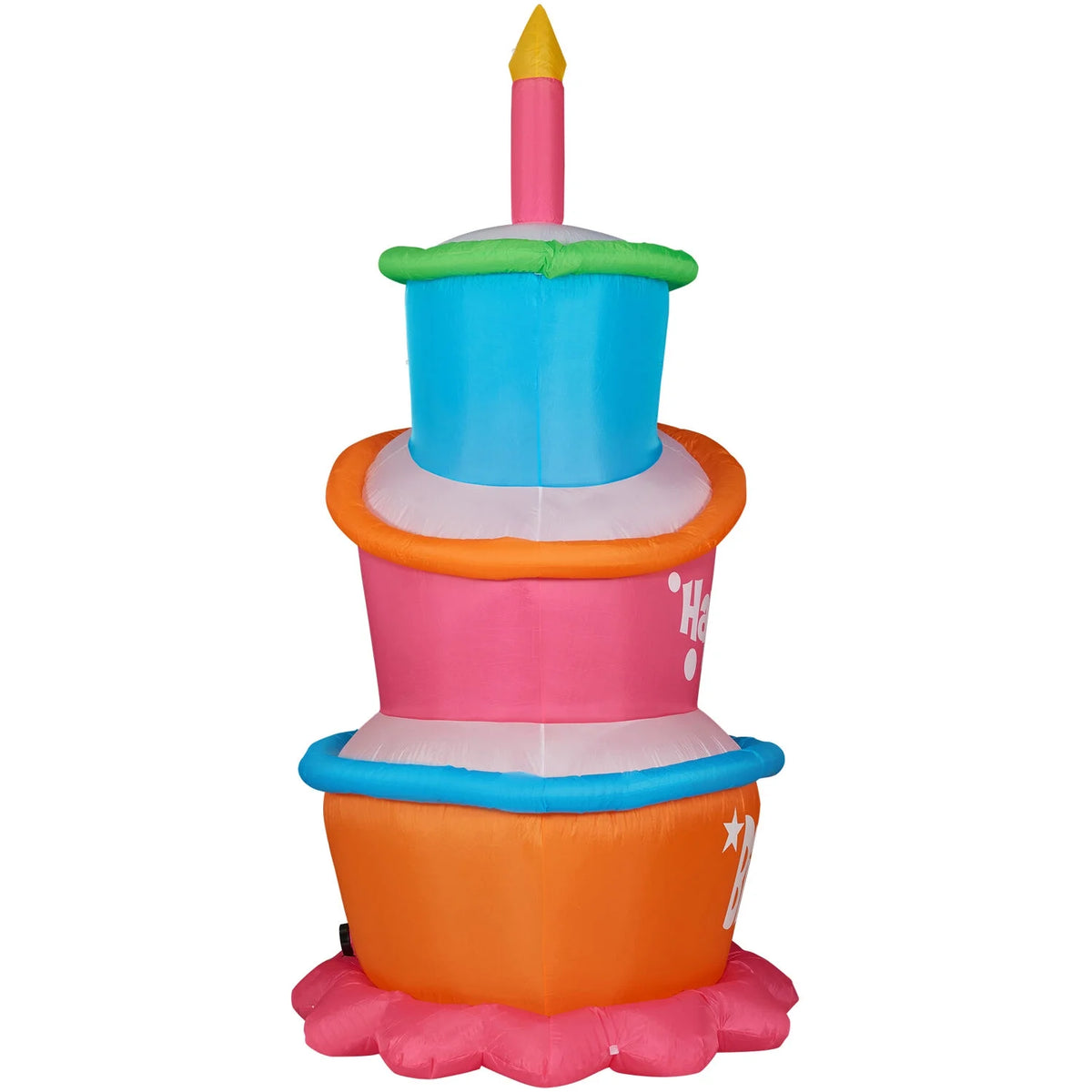 Yard Inflatable Tall Happy Birthday Cake with Faux Candle Blow Up with Lights and Storage Bag 144" K59771