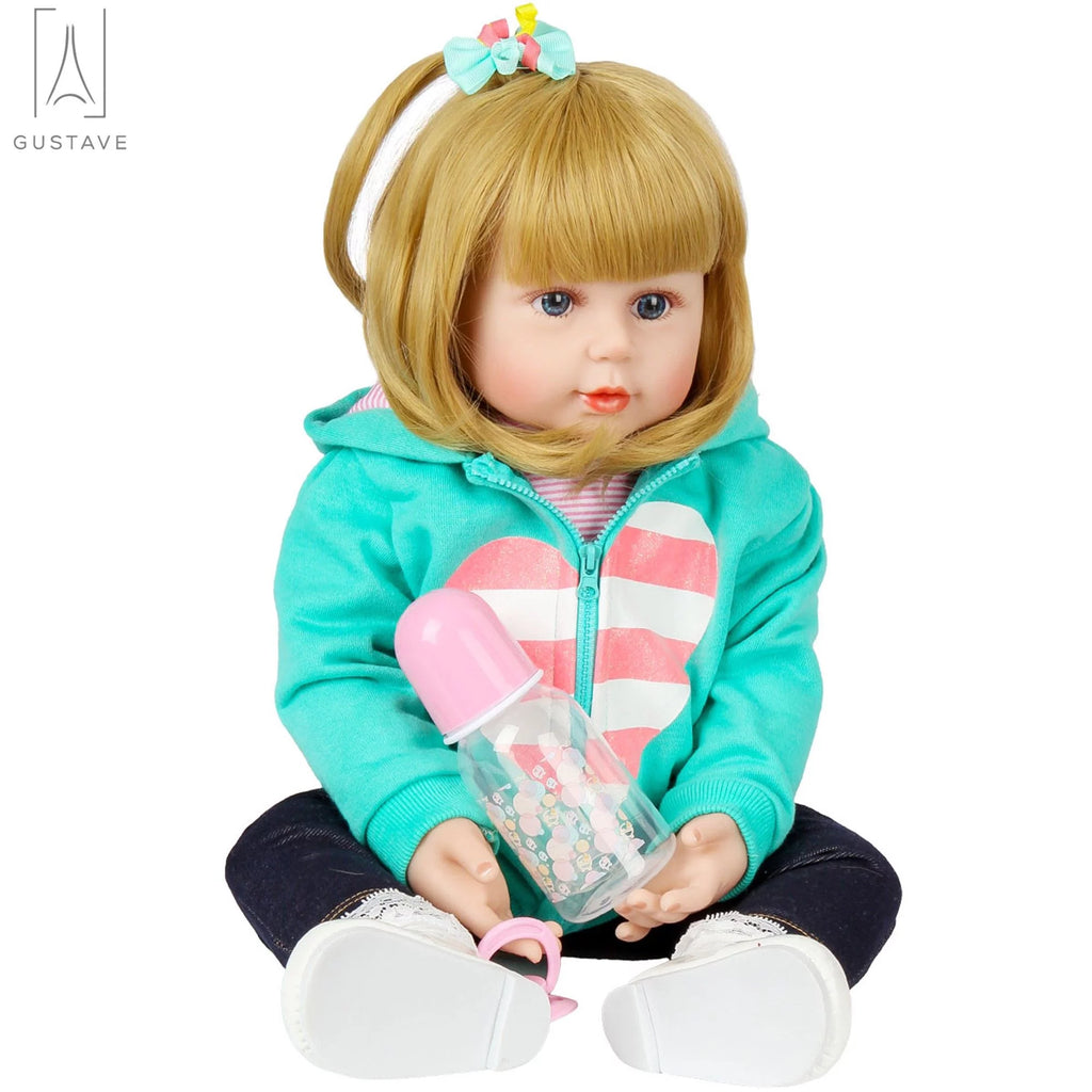 24 Inch Blond Hair Silicone Vinyl Baby Doll Y75580