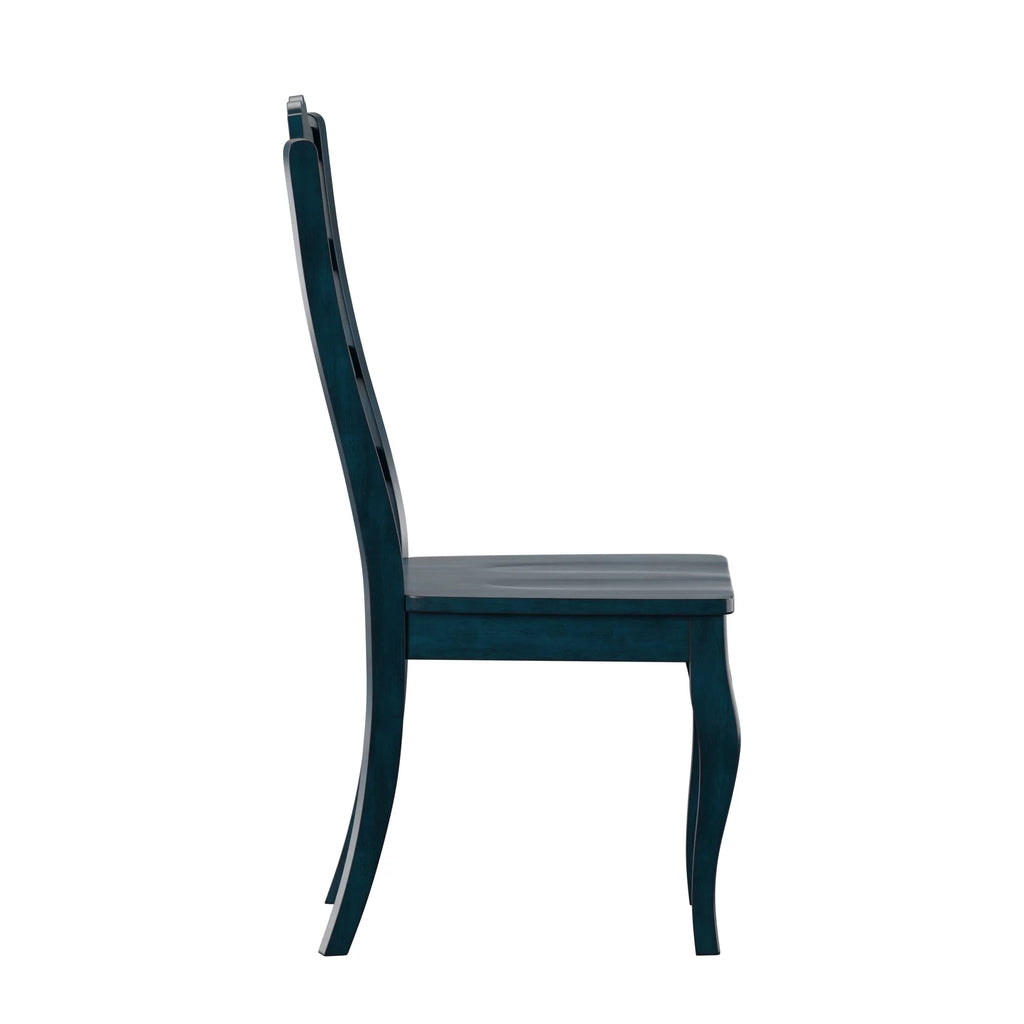 Wood Dining Chairs, Set of 2, Antique Dark Denim Blue A208326