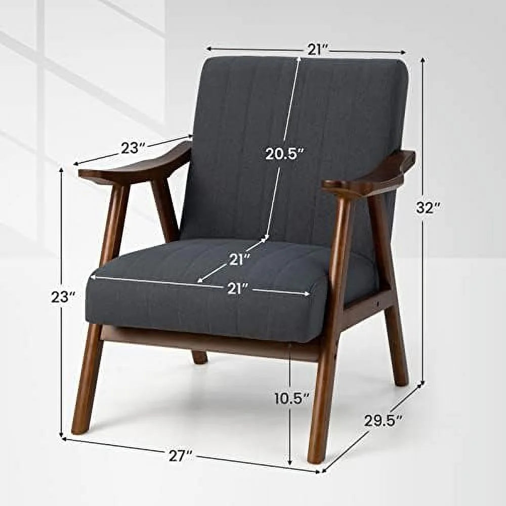 Mid-Century Modern Upholstered Accent Chair with Arms H579853