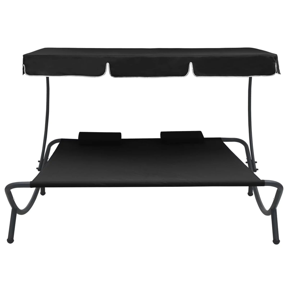 Patio Bed with Canopy and Pillows Black Z339