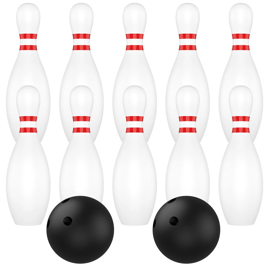 12 Pcs Kids Bowling Set with 10 White Pins and 2 Balls B973779