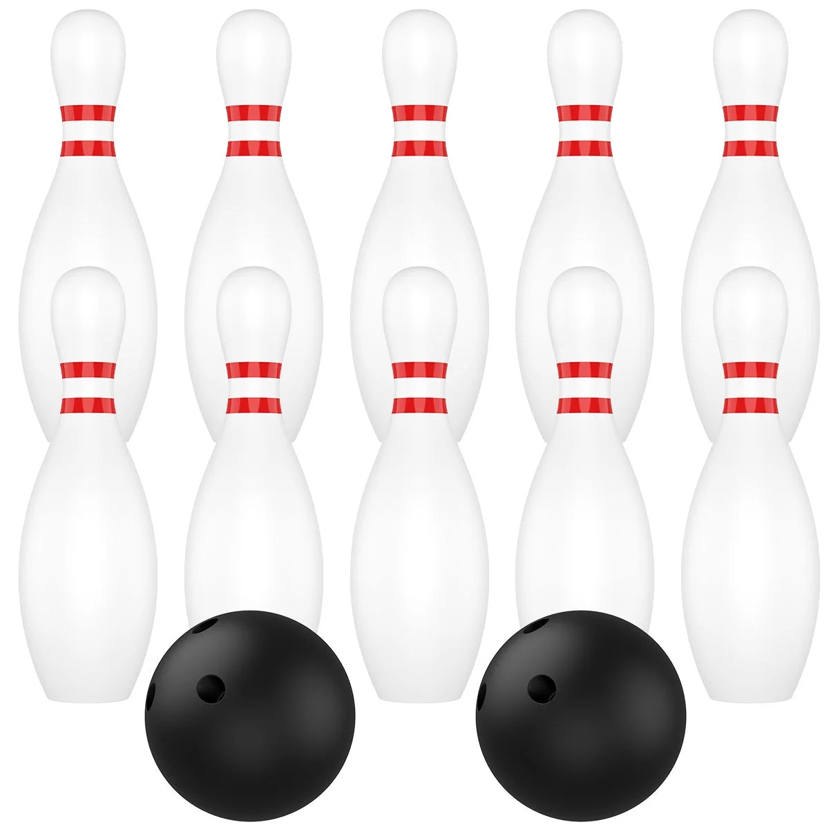 12 Pcs Kids Bowling Set with 10 White Pins and 2 Balls B973779