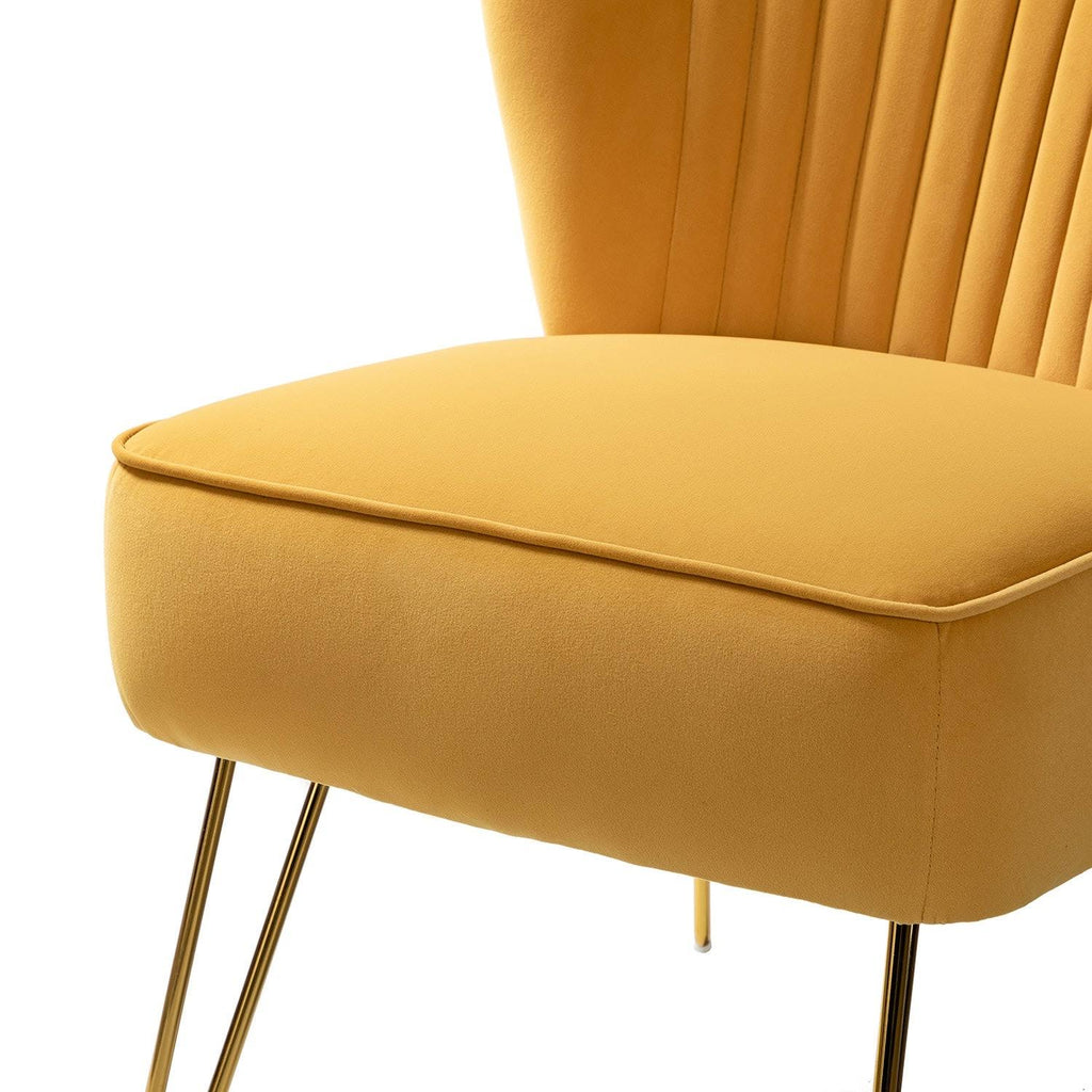 Tan Tufted Side Chair with Golden Base W373874