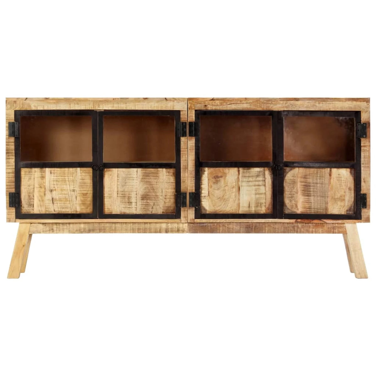 Brown and Black Solid Rough Mango Wood Sideboard T6300