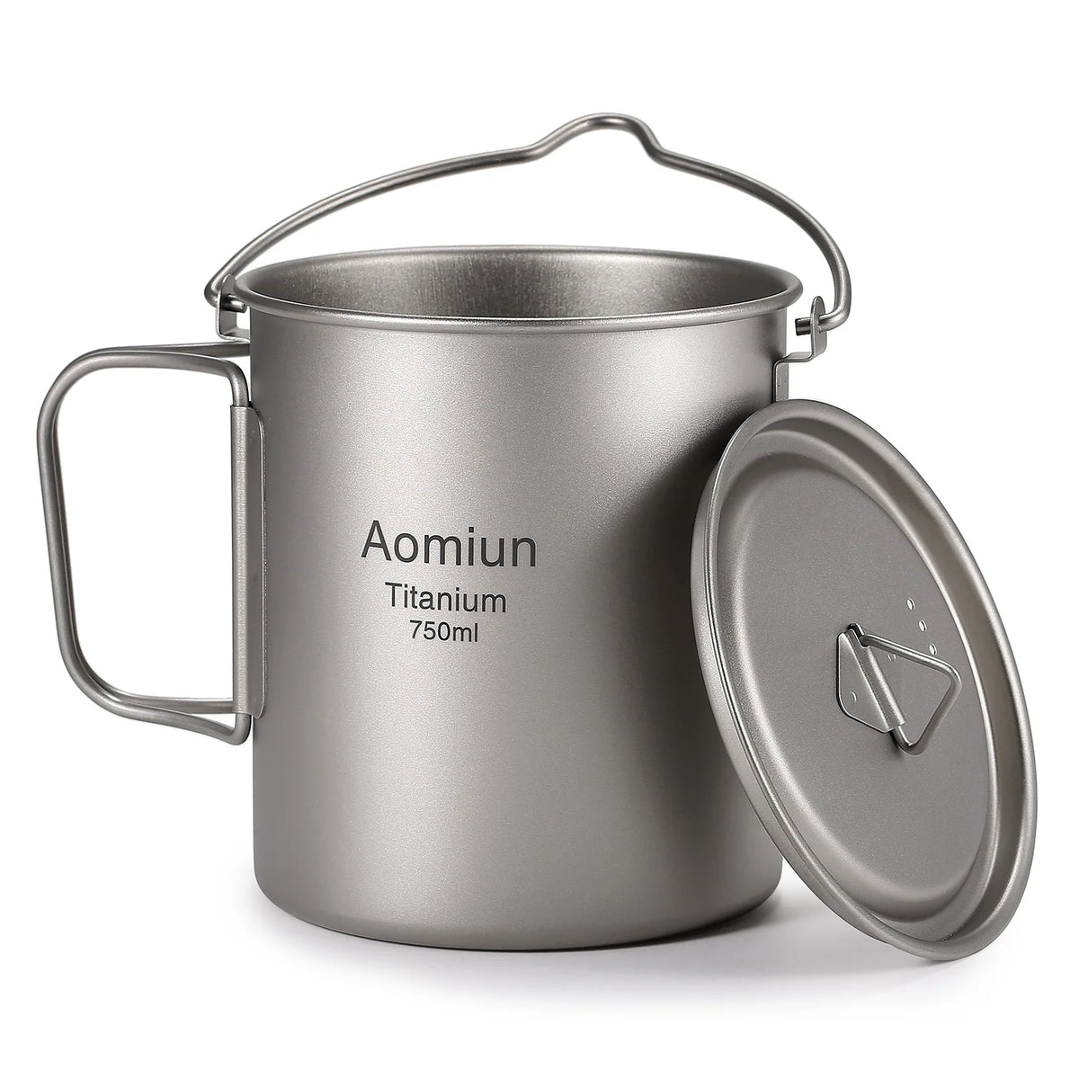 Titanium Cup 750ml Outdoor Portable Water Cup with Lid Handle D5539
