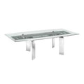 Clear Glass Dining Table with Polished Stainless Steel Base O7164