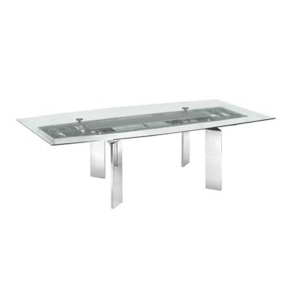 Clear Glass Dining Table with Polished Stainless Steel Base O7164