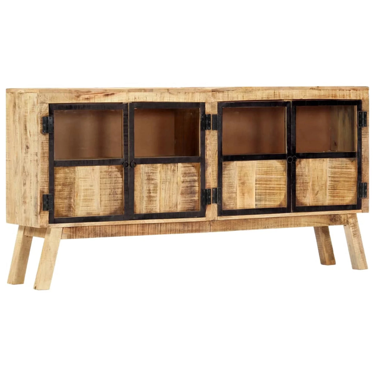 Brown and Black Solid Rough Mango Wood Sideboard T6300