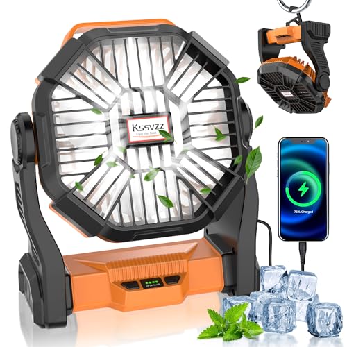 Portable Rechargeable Camping Fan with LED Lantern Q2579