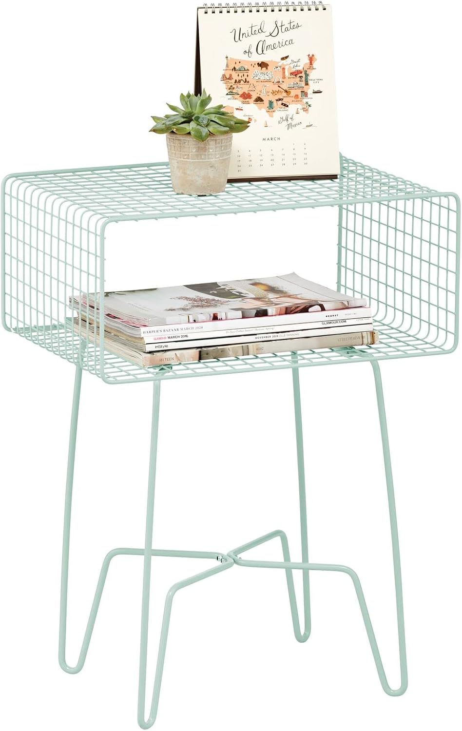 Industrial Side Table with Storage Shelf A8170