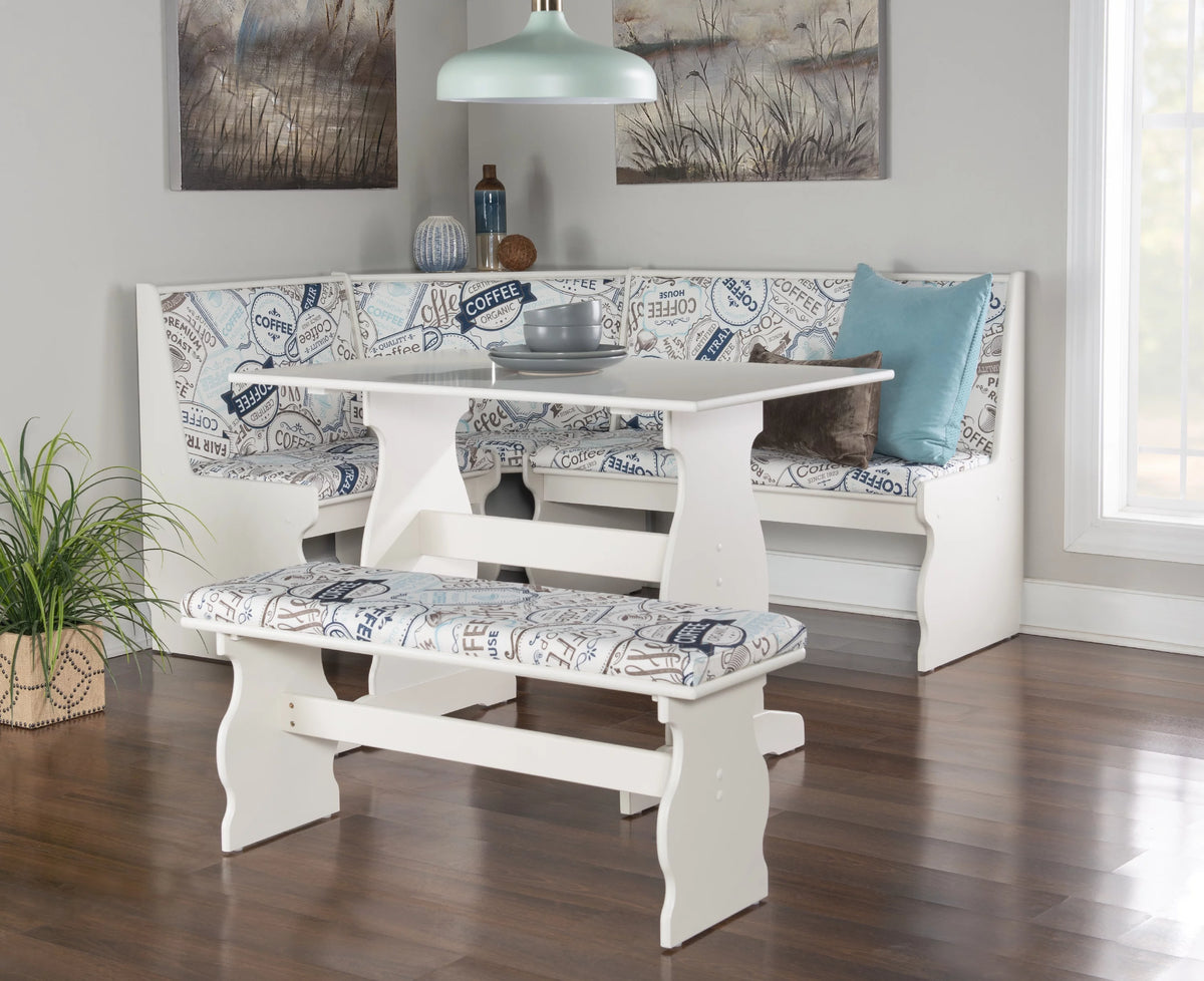 White Dining Nook with Table and Bench X598