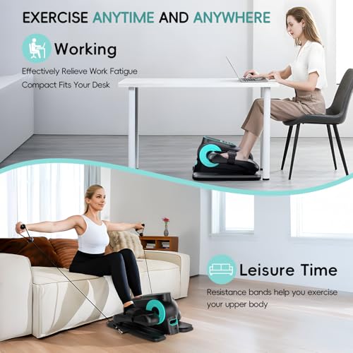 Under Desk Elliptical Machine, Quiet Portable Electric Seated Pedal Exerciser with Remote Control & 12 Adjustable Speeds U410887