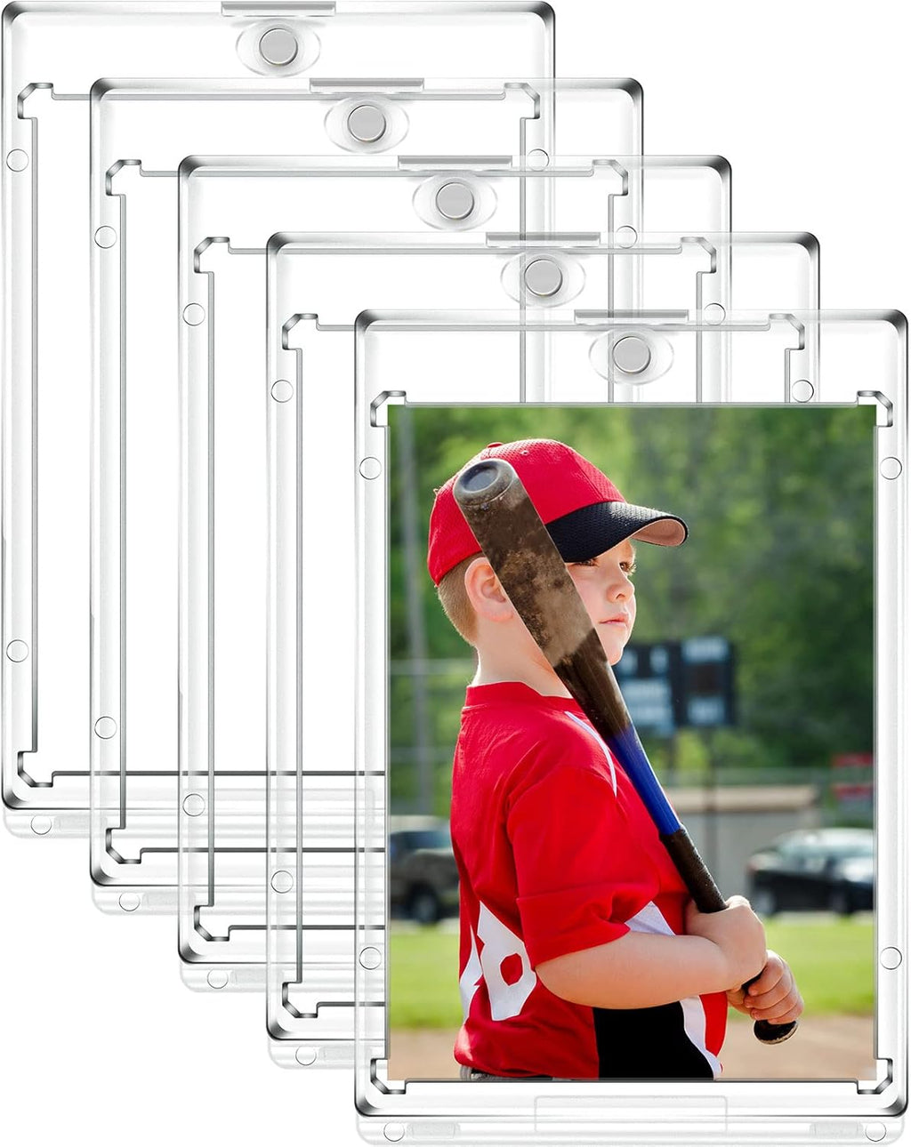 Acrylic Magnetic Card Holder 35 PT Clear Card Protectors Pack of 2 B90237