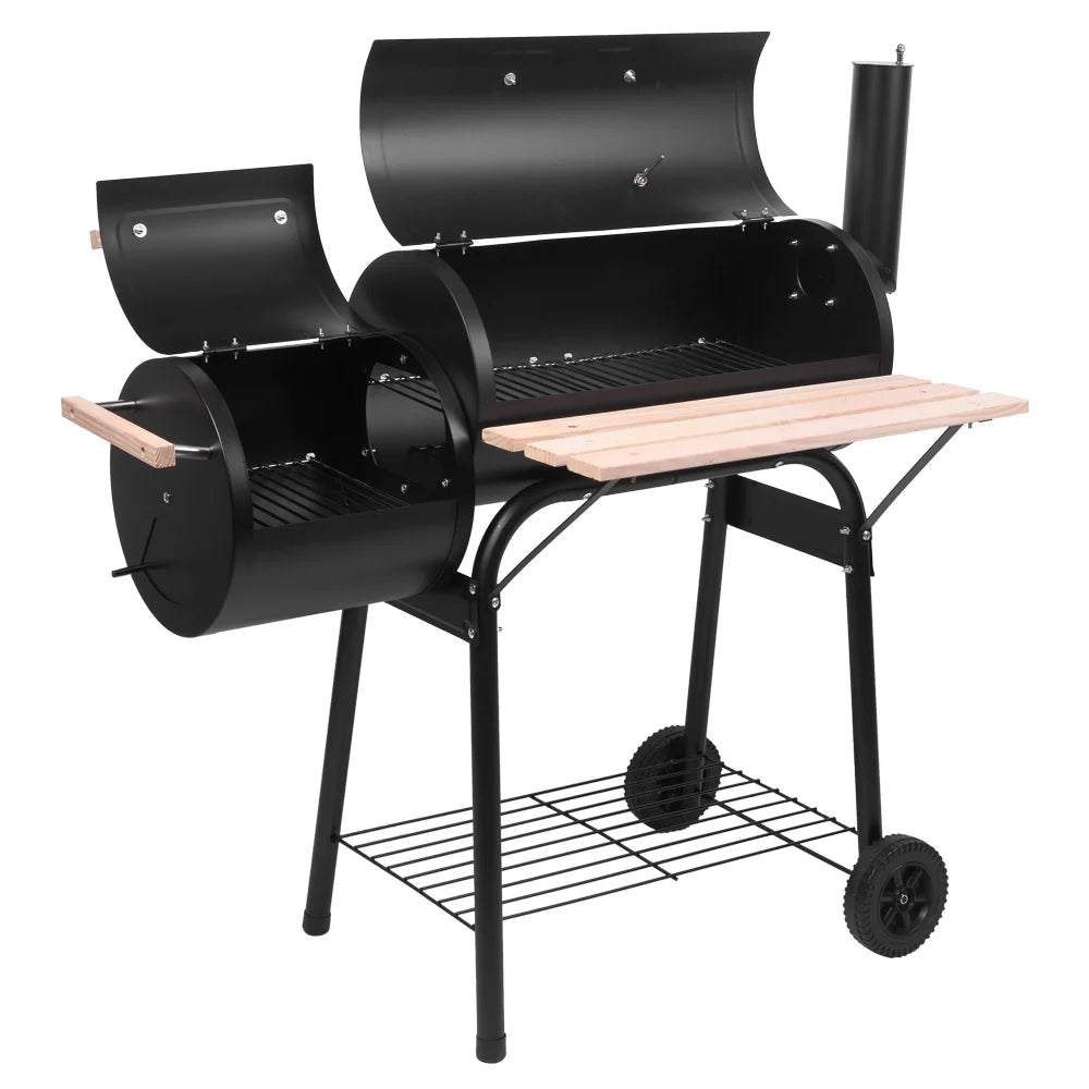 Charcoal Grill Portable BBQ Grill and Offset Smoker Steel BBQ Pit B172