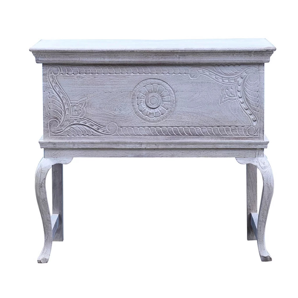 Reclaimed Wood Hand Carved Console Table U199