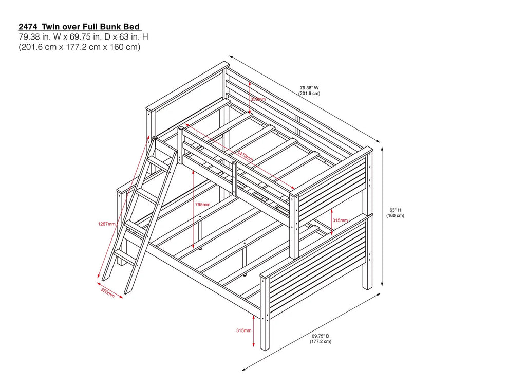 White Convertible Wood Bunk Bed S50453