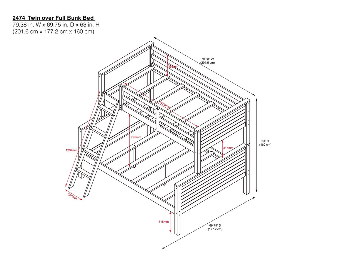 White Convertible Wood Bunk Bed S50453