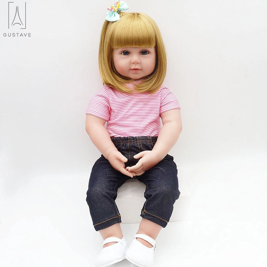 24 Inch Blond Hair Silicone Vinyl Baby Doll Y75580