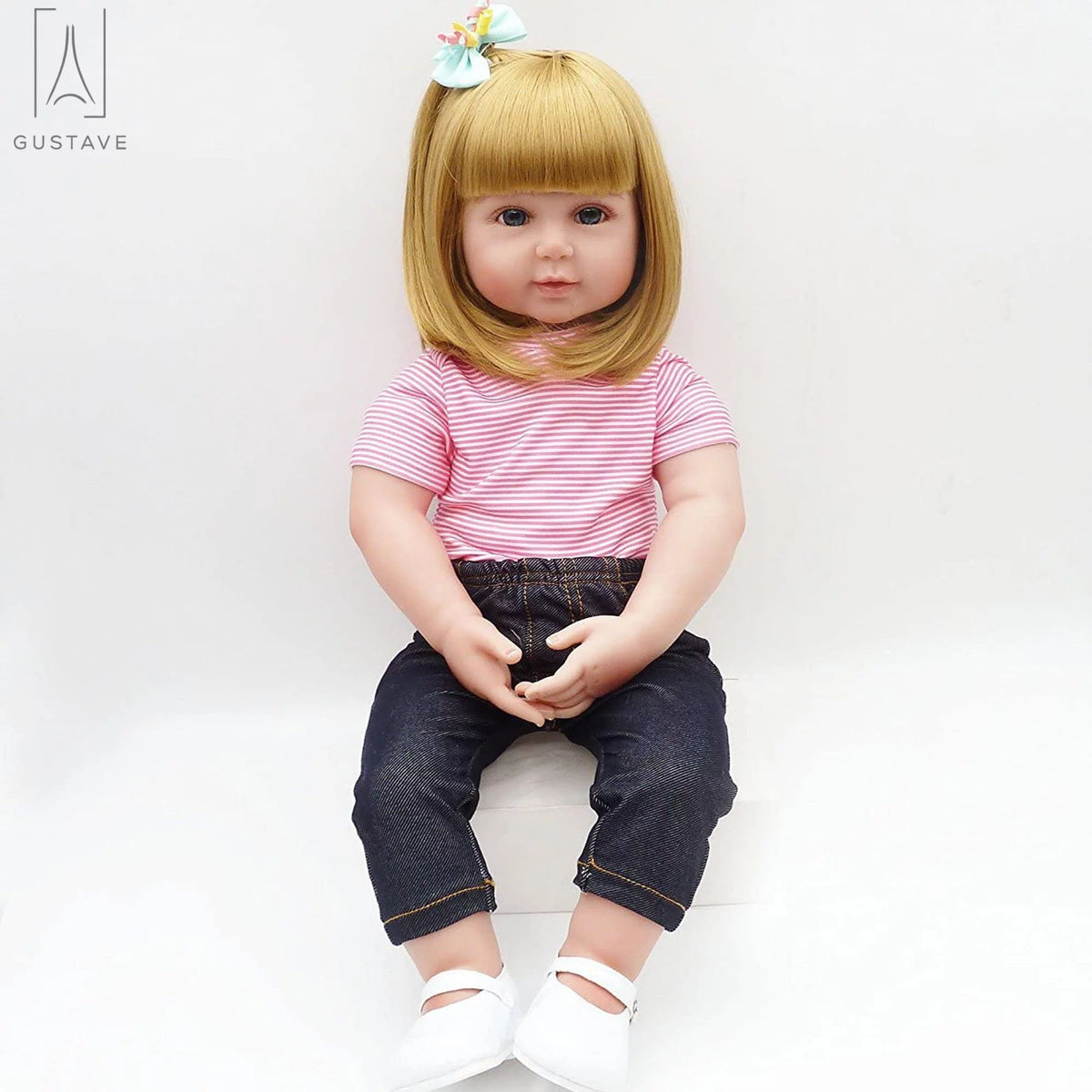 24 Inch Blond Hair Silicone Vinyl Baby Doll Y75580