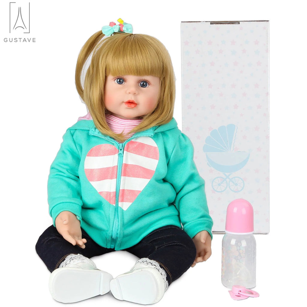 24 Inch Blond Hair Silicone Vinyl Baby Doll Y75580
