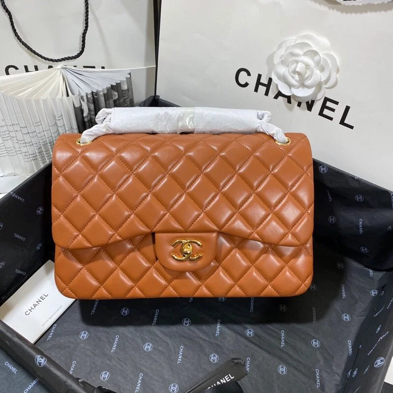Large Classic Handbag Gold Hardware Brown I396199