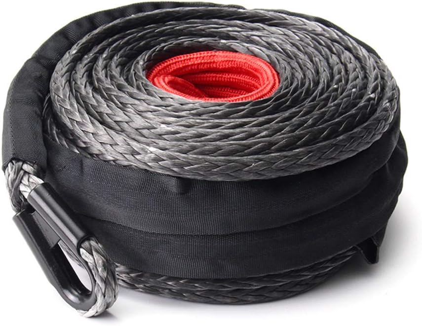 Synthetic Winch Rope 3/8 x 85', 25000 lbs with Protective Sleeve, Black U7549