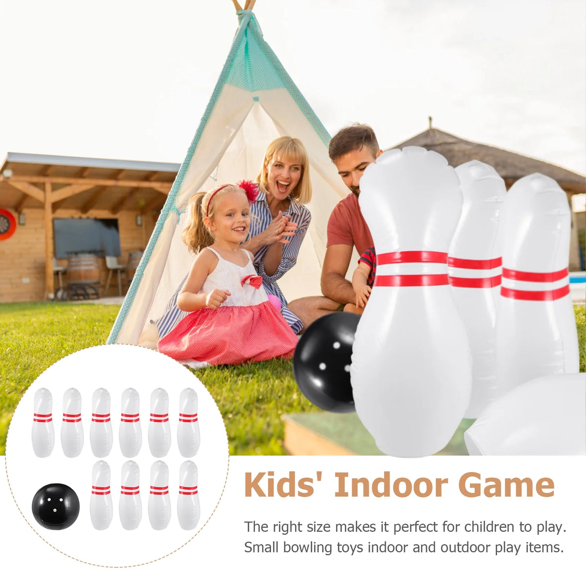 Inflatable Bowling Set Indoor Outdoor Game P800417