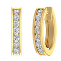 14K Yellow Gold Diamond Hoop Huggies Earrings W173