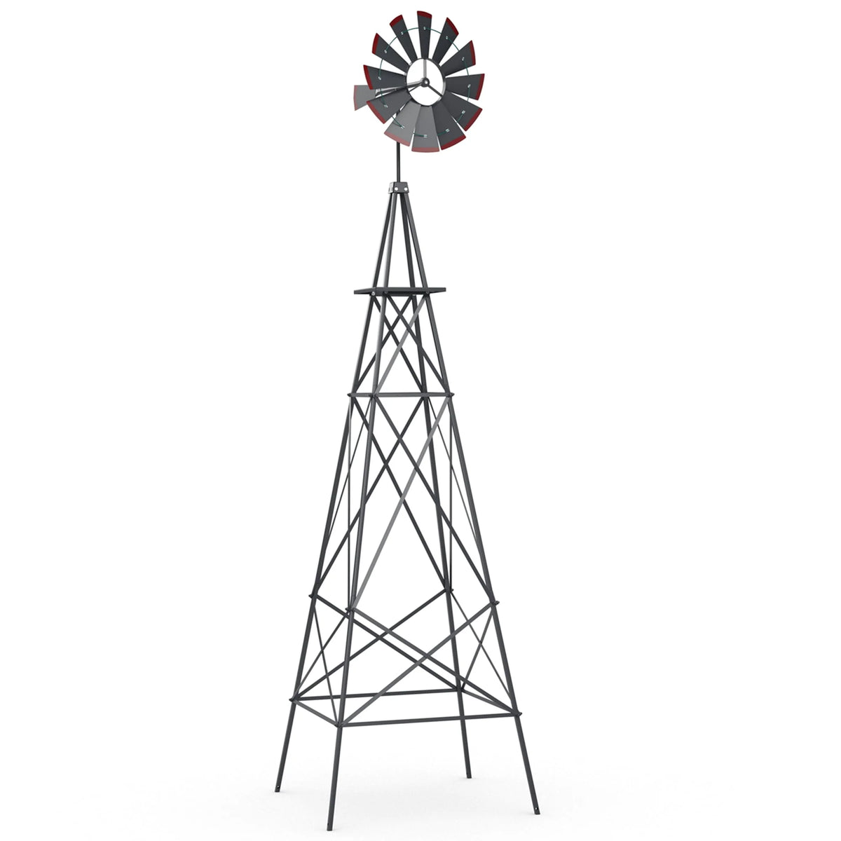 8 ft Ornamental Windmill with 4 Support Legs Gray W29622