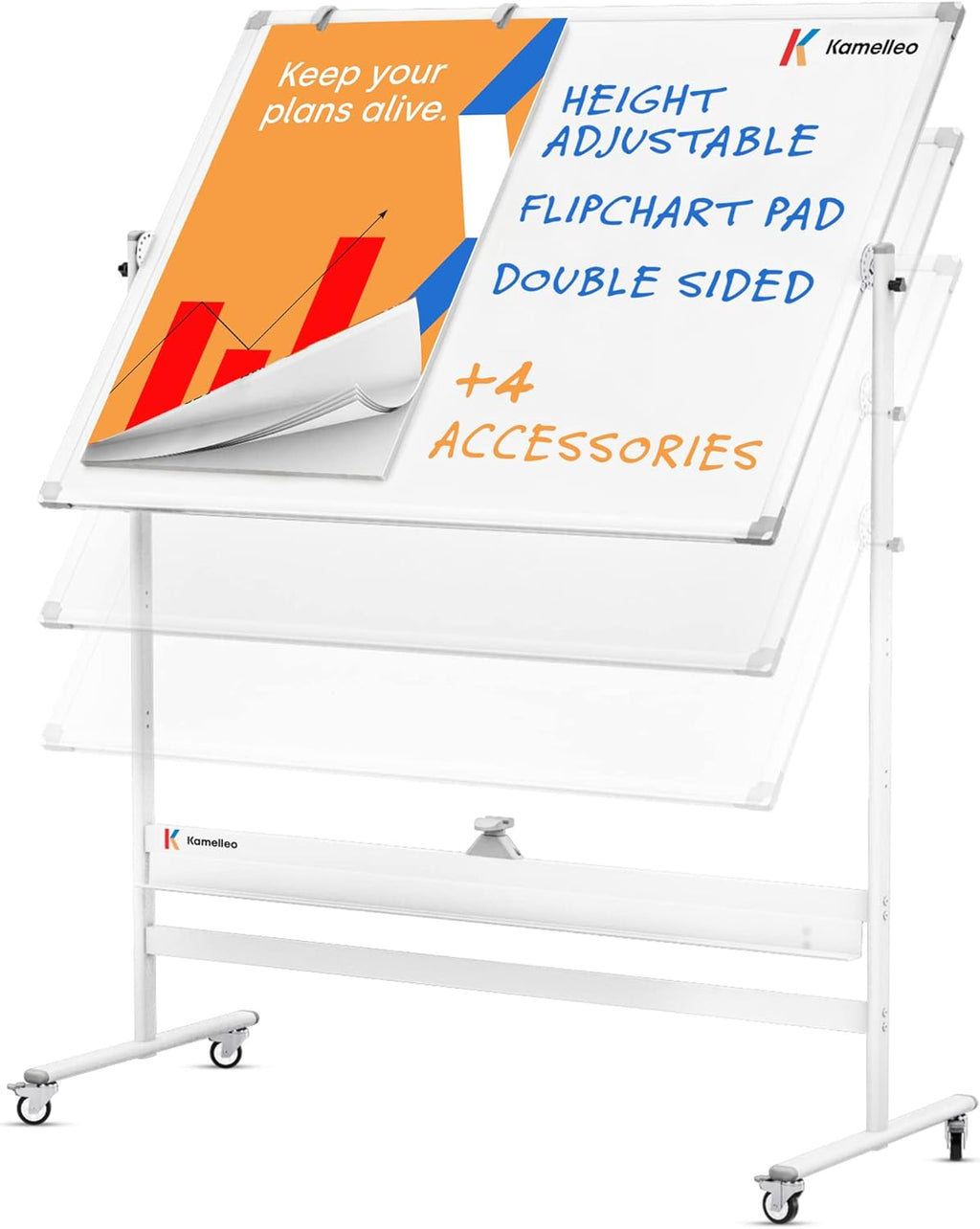 Magnetic Black Board Dry Erase Rolling Blackboard with Stand Double Sided Adjustable Portable Easel Q909