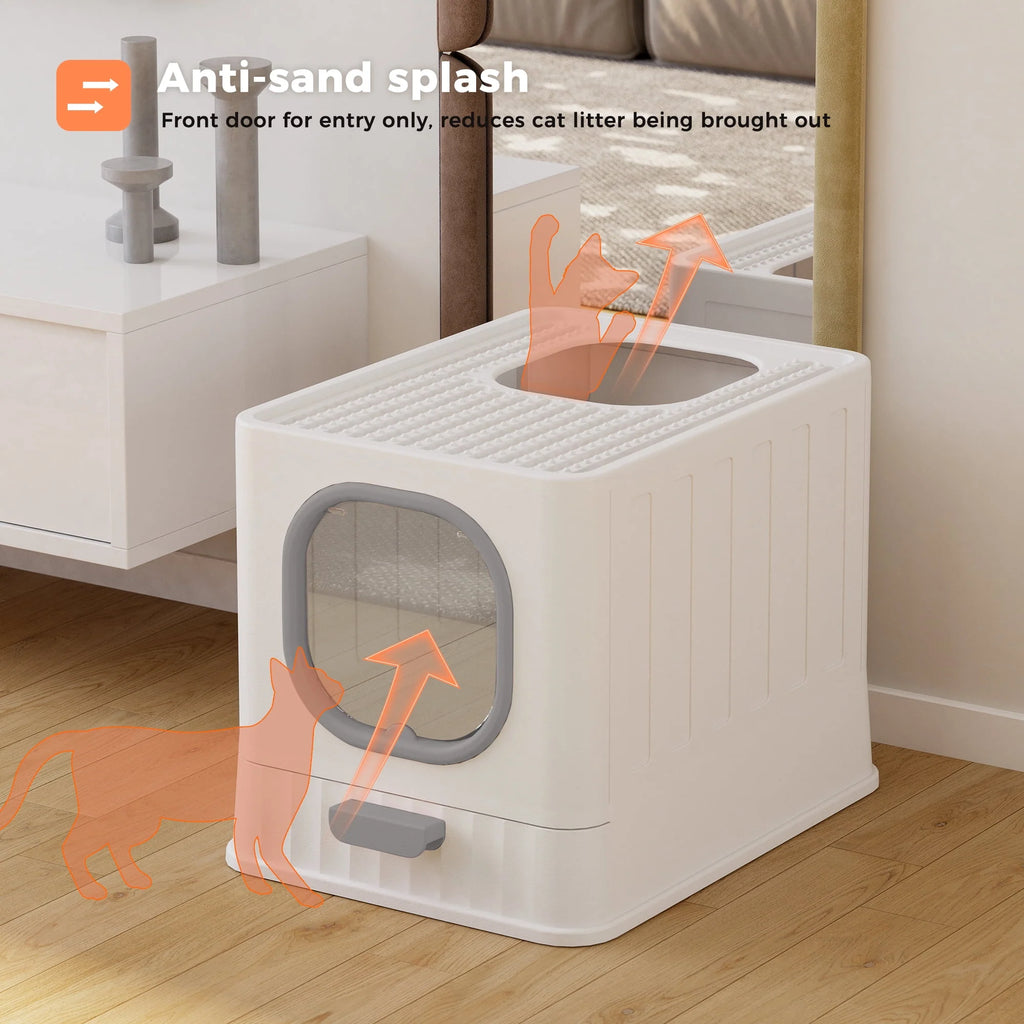 Enclosed Cat Litter Box Large Anti-Splashing Drawer Type Gray X2868
