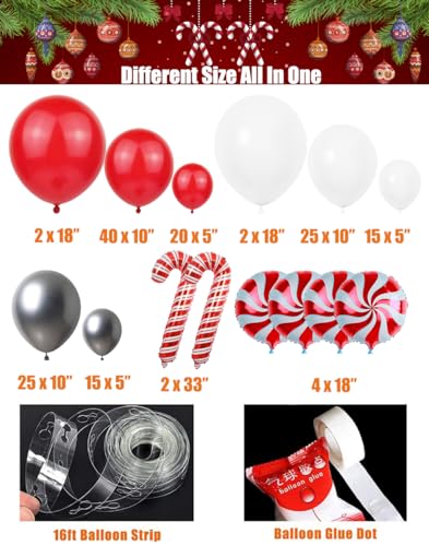 Christmas Balloon Arch Garland Kit 160pcs Red Green Gold Balloons W95653