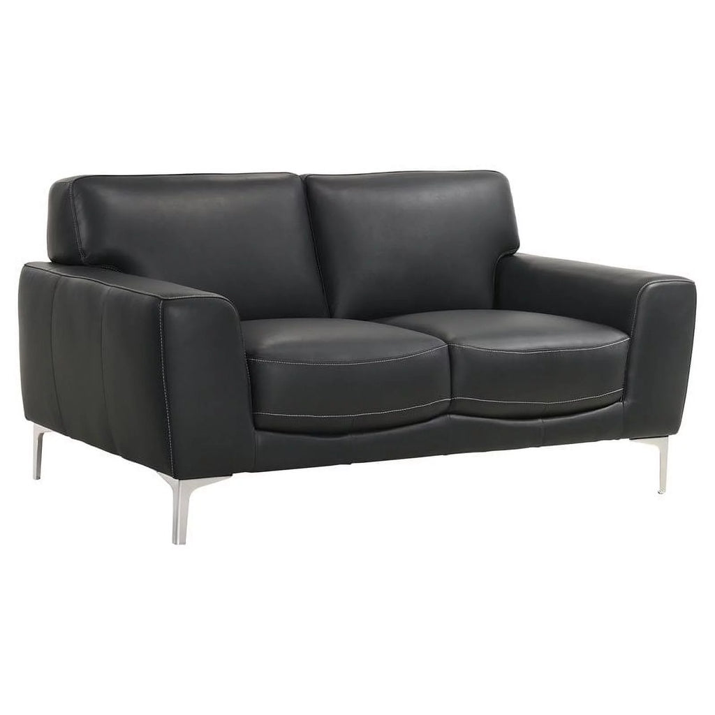 Black Top Grain Italian Leather Loveseat D255804