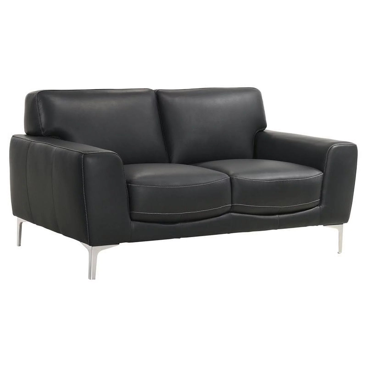 Black Top Grain Italian Leather Loveseat D255804